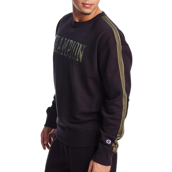 CHAMPION mens army and black sweater crewneck - Picture 2 of 8